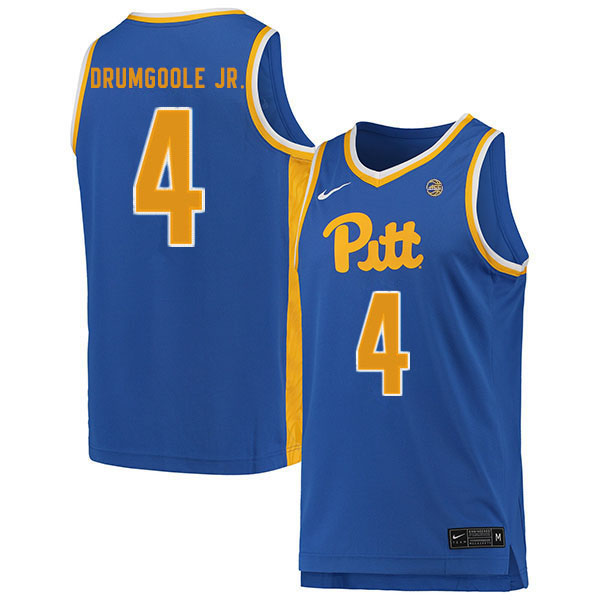 Men #4 Gerald Drumgoole Jr. Pitt Panthers College Basketball Jerseys Sale-Blue